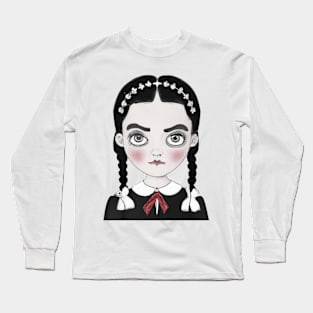 Wednesday Addams cartoon Long Sleeve T-Shirt